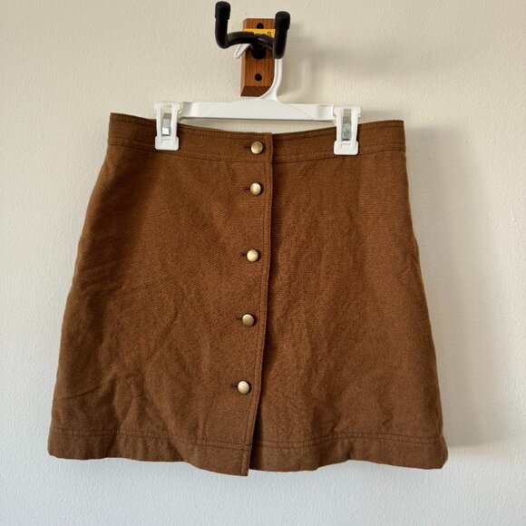 Madewell Wool Camel Button Mini Skirt - Picture 1 of 4